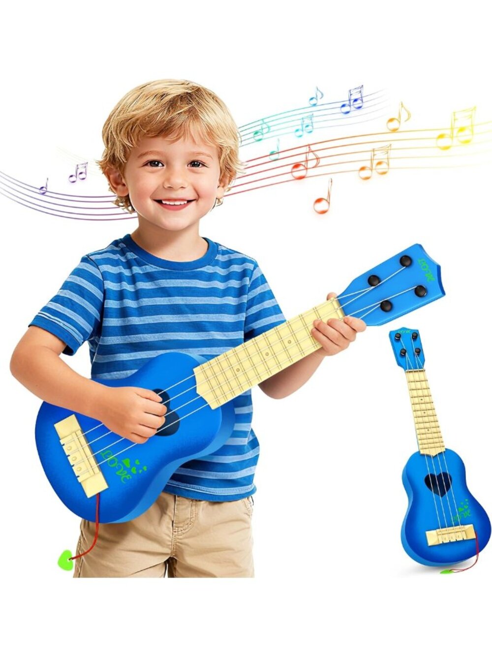 Mini Ukulele for Kids, Toddler Guitar Toy with Pick, Educational Music